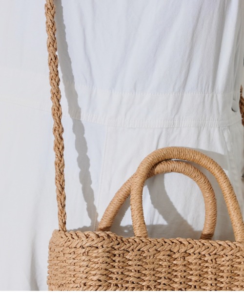 Chez toi（シェトワ）の「雑材2WAYデザイン編みショルダー（かごバッグ・レディース・ベージュ/グリーン/ライトベージュ・FREE）」の6枚目の写真