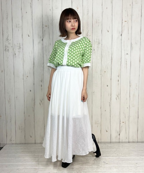 Hamble by Par Avion（ハンブルバイパラビオン）の「レトロSSニットカーデ（カーディガン/ボレロ・レディース・イエロー/グリーン・ONESIZE）」の3枚目の写真