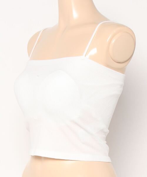 Chaco closet（チャコ クローゼット）の「カットリブカップ付きコンパクトキャミソール/ボーダー（キャミソール・レディース・ホワイト/ブラック/モカ/ホワイト系その他/キャメル・FREE）」の15枚目の写真