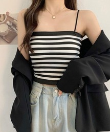 Chaco closet | カットリブカップ付きコンパクトキャミソール/ボーダー(キャミソール)