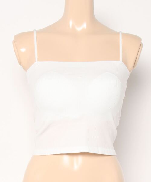 Chaco closet（チャコ クローゼット）の「カットリブカップ付きコンパクトキャミソール/ボーダー（キャミソール・レディース・ホワイト/ブラック/モカ/ホワイト系その他/キャメル・FREE）」の14枚目の写真