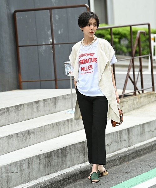 marjour(マージュール)の「CENTER PRESS PANTS(スラックス・レディース・ブラック/ピンク・M/L)」の5枚目の写真