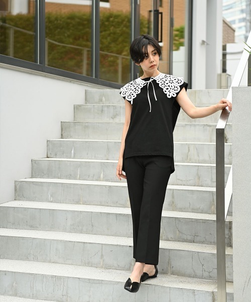 marjour(マージュール)の「CENTER PRESS PANTS(スラックス・レディース・ブラック/ピンク・M/L)」の8枚目の写真