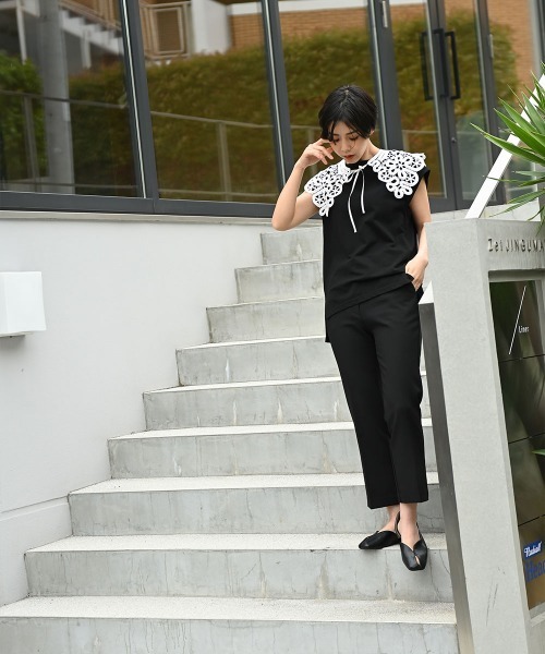 marjour(マージュール)の「CENTER PRESS PANTS(スラックス・レディース・ブラック/ピンク・M/L)」の9枚目の写真