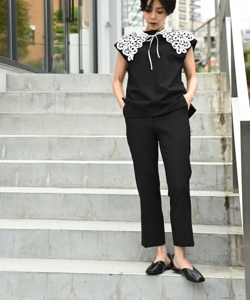 marjour(マージュール)の「CENTER PRESS PANTS(スラックス・レディース・ブラック/ピンク・M/L)」の10枚目の写真