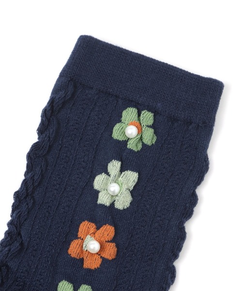ANGEL SOCKS（エンジェルソックス）の「AngelSocks／1266パールフラワーソックス 2296809（ソックス/靴下・レディース・ホワイト/ブラック/ネイビー/ブラウン/グリーン・FREE）」の12枚目の写真