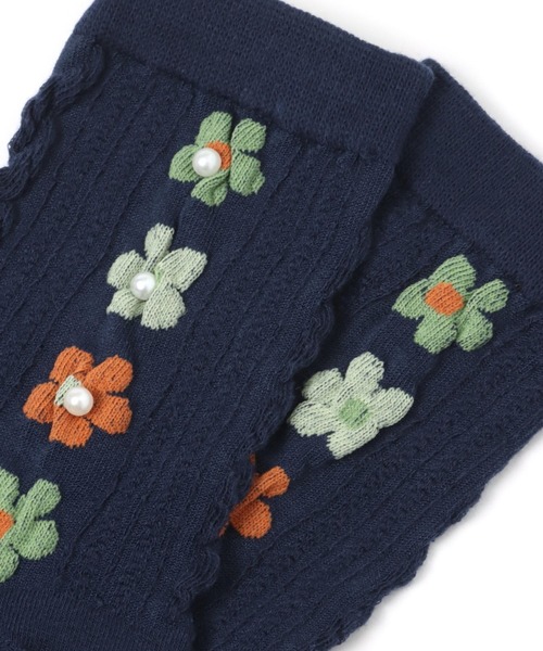 ANGEL SOCKS（エンジェルソックス）の「AngelSocks／1266パールフラワーソックス 2296809（ソックス/靴下・レディース・ホワイト/ブラック/ネイビー/ブラウン/グリーン・FREE）」の11枚目の写真