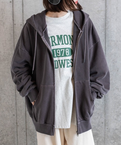 WEGO（ウィゴー）の「WEGO/ヘビーウエイト BIGZIPパーカー（パーカー・メンズ・ブラック/ブラウン/カーキ/ブルー/グレー系その他/スミクロ/杢グレー・MEDIUM/LARGE）」の8枚目の写真