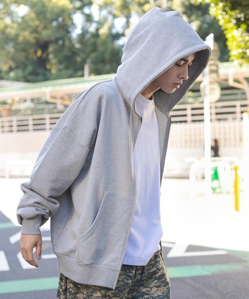 WEGO（ウィゴー）の「WEGO/ヘビーウエイト BIGZIPパーカー（パーカー・メンズ・ブラック/ブラウン/カーキ/ブルー/グレー系その他/スミクロ/杢グレー・MEDIUM/LARGE）」の17枚目の写真