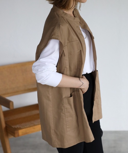 r.（アールドット）の「ミリタリーベスト（ベスト・レディース・ベージュ/カーキ/キナリ・FREE）」の7枚目の写真