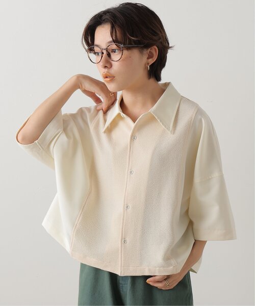 DOUBLE NAME（ダブルネーム）の「ショート丈異素材シャツ（シャツ/ブラウス・レディース・ブラック/イエロー/キナリ・FREE）」の2枚目の写真