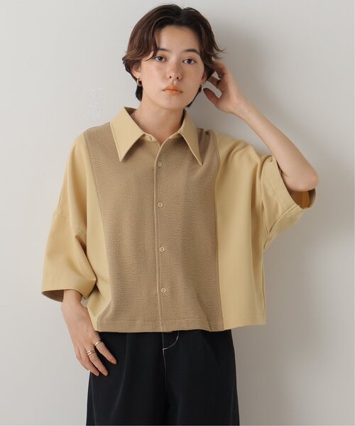 DOUBLE NAME（ダブルネーム）の「ショート丈異素材シャツ（シャツ/ブラウス・レディース・ブラック/イエロー/キナリ・FREE）」の12枚目の写真