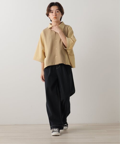 DOUBLE NAME（ダブルネーム）の「ショート丈異素材シャツ（シャツ/ブラウス・レディース・ブラック/イエロー/キナリ・FREE）」の18枚目の写真