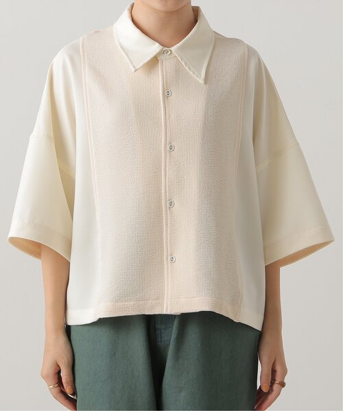 DOUBLE NAME（ダブルネーム）の「ショート丈異素材シャツ（シャツ/ブラウス・レディース・ブラック/イエロー/キナリ・FREE）」の13枚目の写真