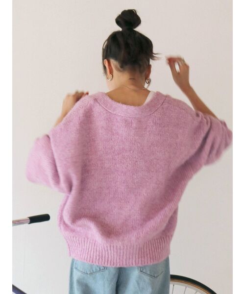 Ungrid（アングリッド）の「カラーモヘア混ルーズニットカーデ（カーディガン/ボレロ・レディース・ブルー/オレンジ/ピンク/ダークグリーン/グレー・FREE）」の9枚目の写真