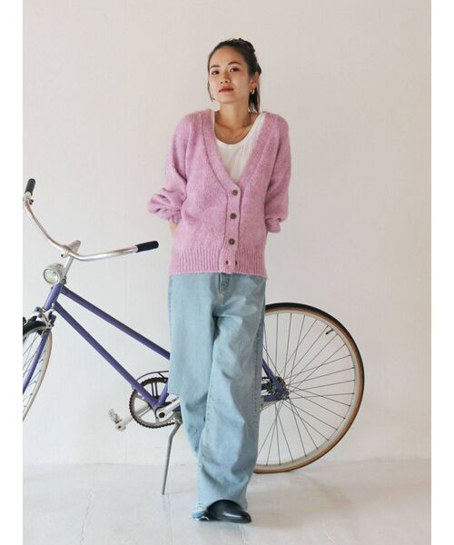 Ungrid（アングリッド）の「カラーモヘア混ルーズニットカーデ（カーディガン/ボレロ・レディース・ブルー/オレンジ/ピンク/ダークグリーン/グレー・FREE）」の10枚目の写真