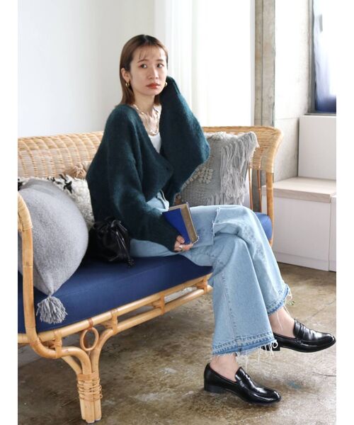 Ungrid（アングリッド）の「カラーモヘア混ルーズニットカーデ（カーディガン/ボレロ・レディース・ブルー/オレンジ/ピンク/ダークグリーン/グレー・FREE）」の15枚目の写真