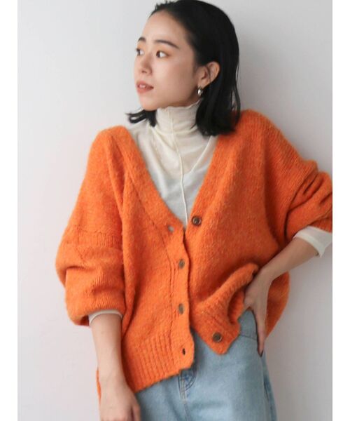 Ungrid（アングリッド）の「カラーモヘア混ルーズニットカーデ（カーディガン/ボレロ・レディース・ブルー/オレンジ/ピンク/ダークグリーン/グレー・FREE）」の16枚目の写真