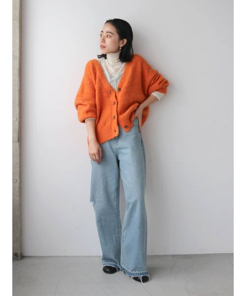 Ungrid（アングリッド）の「カラーモヘア混ルーズニットカーデ（カーディガン/ボレロ・レディース・ブルー/オレンジ/ピンク/ダークグリーン/グレー・FREE）」の20枚目の写真