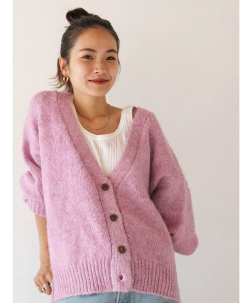 Ungrid（アングリッド）の「カラーモヘア混ルーズニットカーデ（カーディガン/ボレロ・レディース・ブルー/オレンジ/ピンク/ダークグリーン/グレー・FREE）」の22枚目の写真