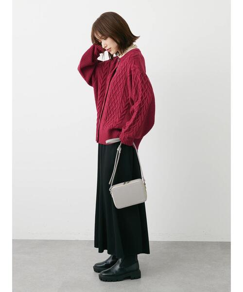 Green　Parks（グリーンパークス）の「ケーブル釦カーディガン（カーディガン/ボレロ・レディース・ベージュ/オフホワイト/ピンク/ブルー/ダークグレー・FREE）」の22枚目の写真