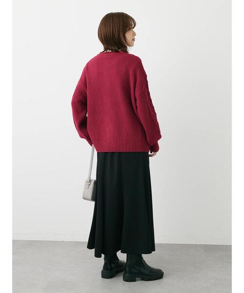 Green　Parks（グリーンパークス）の「ケーブル釦カーディガン（カーディガン/ボレロ・レディース・ベージュ/オフホワイト/ピンク/ブルー/ダークグレー・FREE）」の21枚目の写真