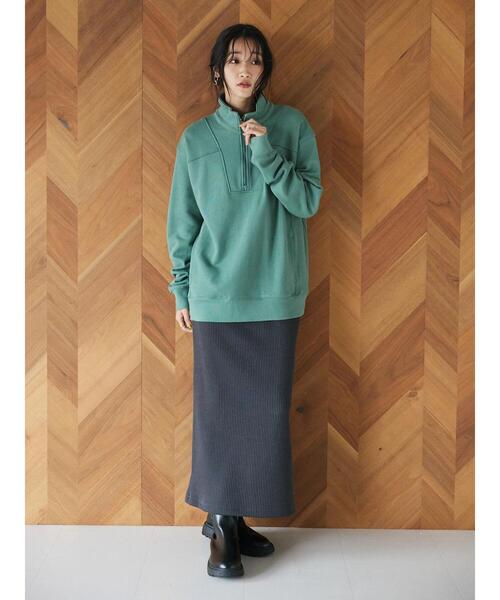 CRAFT STANDARD BOUTIQUE(クラフトスタンダードブティック)の「ハイネックZIP裏毛プルオーバー(スウェット・レディース・ベージュ/グリーン/チャコールグレー・M/L)」の22枚目の写真