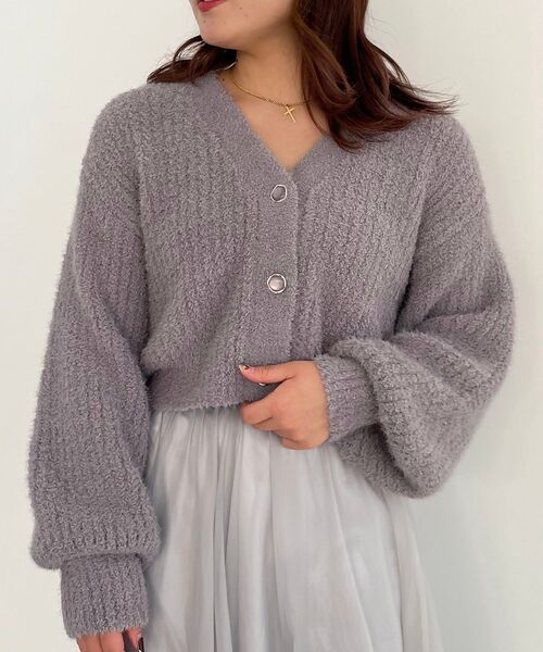 MAJESTIC LEGON（マジェスティックレゴン）の「ふわもちモールニットカーディガン（カーディガン/ボレロ・レディース・ブラウン/グレー/アイボリー/ピンクベージュ/チャコールグレー・MEDIUM）」の3枚目の写真
