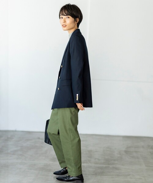 THE SHOP TK （ザ ショップ ティーケー ）の「◆【洗える/ウール混】ダブルジャケット（テーラードジャケット・レディース・ベージュ/ネイビー・11/12/13）」の4枚目の写真