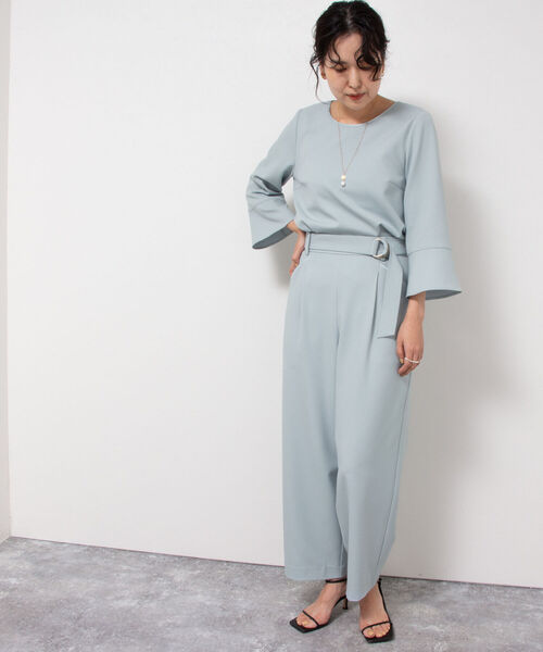 NOLLEY’S Sophi(ノーリーズソフィ)の「ウールライクベルト付きセミワイドパンツ(その他パンツ・レディース・ベージュ/ネイビー/グレイッシュブルー/オフホワイト/ベビーピンク/サックスブルー・38/36/34)」の16枚目の写真