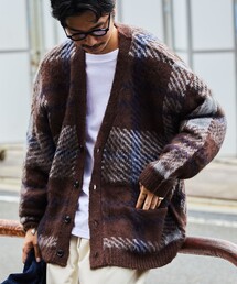 FREAK'S STORE | WEB限定 ビッグシルエット モヘヤタッチ チェック柄 ルーズカーディガン/シャギーニット(カーディガン/ボレロ)