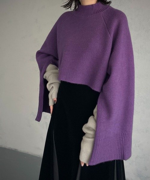 &g'aime（アンジェム）の「【&g’aime】マルチウェイスリーブボリュームニット（ニット/セーター・レディース・ブラック/パープル/グレイッシュベージュ・FREE）」の3枚目の写真