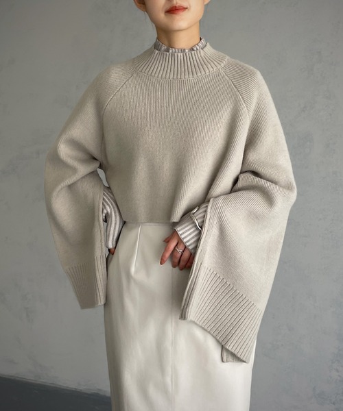 &g'aime（アンジェム）の「【&g’aime】マルチウェイスリーブボリュームニット（ニット/セーター・レディース・ブラック/パープル/グレイッシュベージュ・FREE）」の2枚目の写真