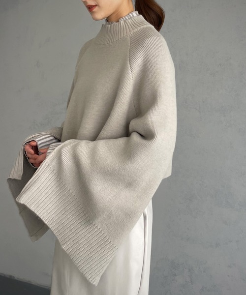 &g'aime（アンジェム）の「【&g’aime】マルチウェイスリーブボリュームニット（ニット/セーター・レディース・ブラック/パープル/グレイッシュベージュ・FREE）」の6枚目の写真