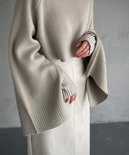 &g'aime（アンジェム）の「【&g’aime】マルチウェイスリーブボリュームニット（ニット/セーター・レディース・ブラック/パープル/グレイッシュベージュ・FREE）」の9枚目の写真