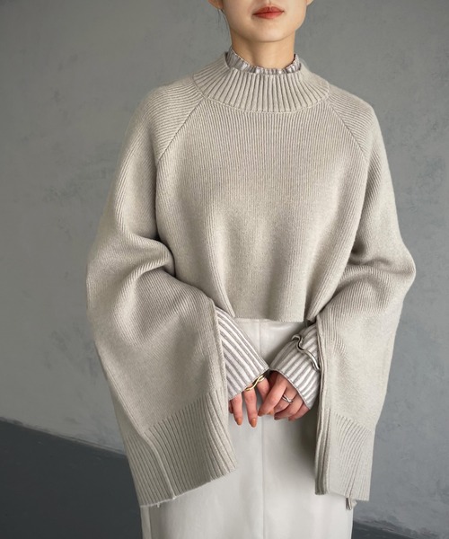 &g'aime（アンジェム）の「【&g’aime】マルチウェイスリーブボリュームニット（ニット/セーター・レディース・ブラック/パープル/グレイッシュベージュ・FREE）」の5枚目の写真