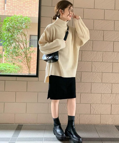 U.S. POLO ASSN.（ユーエスポロアッスン）の「U.S. POLO ASSN. /ユーエスポロアッスン 別注 ワンポイント刺繍 ルーズタートルネックニットプルオーバー（ニット/セーター・レディース・ブラック/アイボリー/ピンク系/ライム/ダークグレー/コバルトブルー/ベージュ/イエロー/カーキ/テラコッタ/アッシュグレー・FREE）」の12枚目の写真