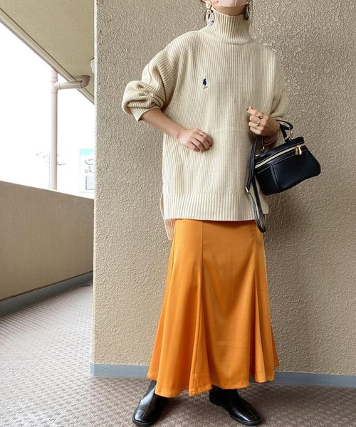 U.S. POLO ASSN.（ユーエスポロアッスン）の「U.S. POLO ASSN. /ユーエスポロアッスン 別注 ワンポイント刺繍 ルーズタートルネックニットプルオーバー（ニット/セーター・レディース・ブラック/アイボリー/ピンク系/ライム/ダークグレー/コバルトブルー/ベージュ/イエロー/カーキ/テラコッタ/アッシュグレー・FREE）」の17枚目の写真