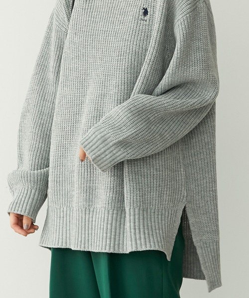 U.S. POLO ASSN.（ユーエスポロアッスン）の「U.S. POLO ASSN. /ユーエスポロアッスン 別注 ワンポイント刺繍 ルーズタートルネックニットプルオーバー（ニット/セーター・レディース・ブラック/アイボリー/ピンク系/ライム/ダークグレー/コバルトブルー/ベージュ/イエロー/カーキ/テラコッタ/アッシュグレー・FREE）」の21枚目の写真