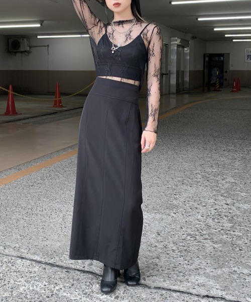 LVEU.(ラブユ.)の「See-through lace tops / シースルーレーストップス(Tシャツ/カットソー・レディース・ブラック・FREE)」の5枚目の写真