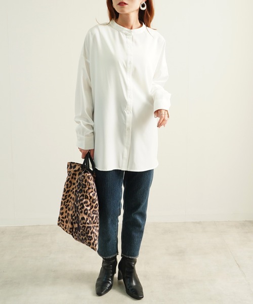 Fizz（フィズ）の「【Fizz/フィズ】　スパンブロードBACKフリルシャツ（シャツ/ブラウス・レディース・オフホワイト/ブラック/グリーン・M）」の9枚目の写真