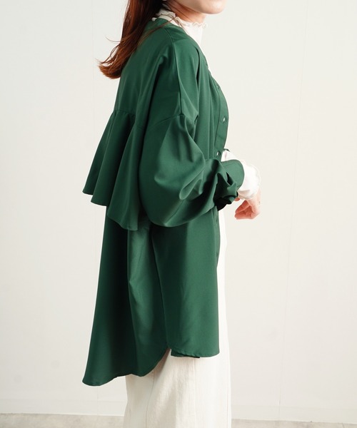 Fizz（フィズ）の「【Fizz/フィズ】　スパンブロードBACKフリルシャツ（シャツ/ブラウス・レディース・オフホワイト/ブラック/グリーン・M）」の8枚目の写真