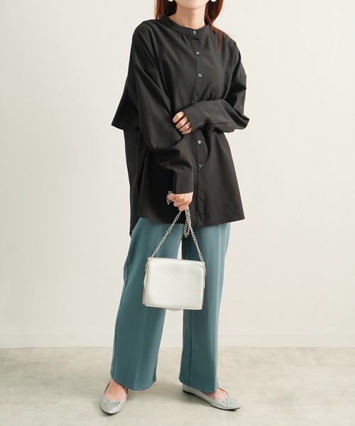 Fizz（フィズ）の「【Fizz/フィズ】　スパンブロードBACKフリルシャツ（シャツ/ブラウス・レディース・オフホワイト/ブラック/グリーン・M）」の12枚目の写真