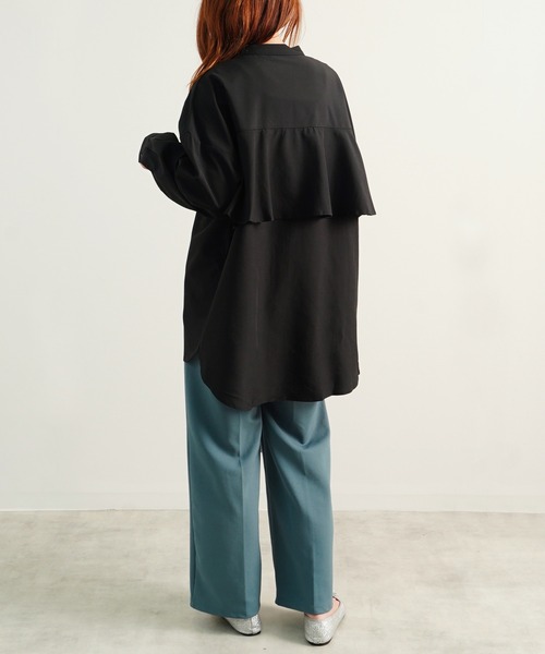 Fizz（フィズ）の「【Fizz/フィズ】　スパンブロードBACKフリルシャツ（シャツ/ブラウス・レディース・オフホワイト/ブラック/グリーン・M）」の7枚目の写真