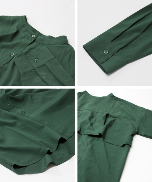 Fizz（フィズ）の「【Fizz/フィズ】　スパンブロードBACKフリルシャツ（シャツ/ブラウス・レディース・オフホワイト/ブラック/グリーン・M）」の5枚目の写真