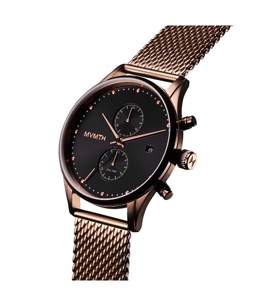 MVMT(ムーブメント)の「《MVMT/ムーブメント》VOYAGER ブラックダイヤル RG-MESH(アナログ腕時計・メンズ・ピンクゴールド・FREE)」の2枚目の写真