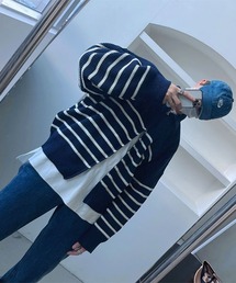 ASCLO Bubble Border Zip Up Knit Cardigan