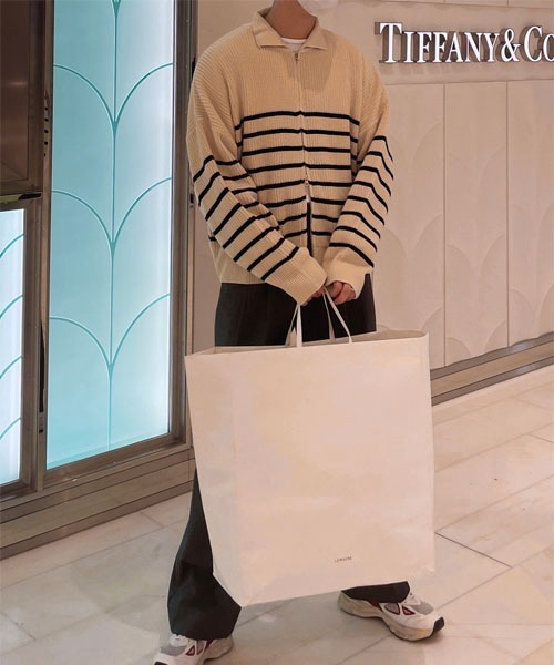 ASCLO（エジュクロ）の「ASCLO Bubble Border Zip Up Knit Cardigan（カーディガン/ボレロ・メンズ・アイボリー/ネイビー・FREE）」の5枚目の写真