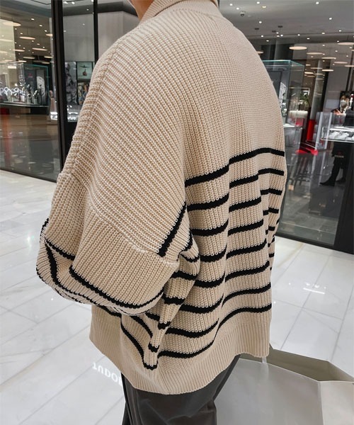 ASCLO（エジュクロ）の「ASCLO Bubble Border Zip Up Knit Cardigan（カーディガン/ボレロ・メンズ・アイボリー/ネイビー・FREE）」の15枚目の写真