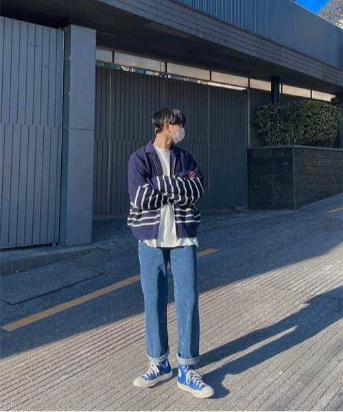ASCLO（エジュクロ）の「ASCLO Bubble Border Zip Up Knit Cardigan（カーディガン/ボレロ・メンズ・アイボリー/ネイビー・FREE）」の20枚目の写真
